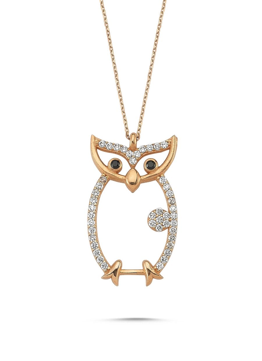 MANODİ Lucky rose altın baykuş kolye